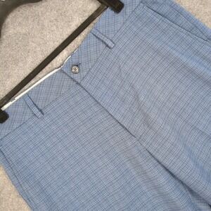 Walter Hagen Mens Blue Plaid Performance Golf Shorts Size 36 Gripper Waistband